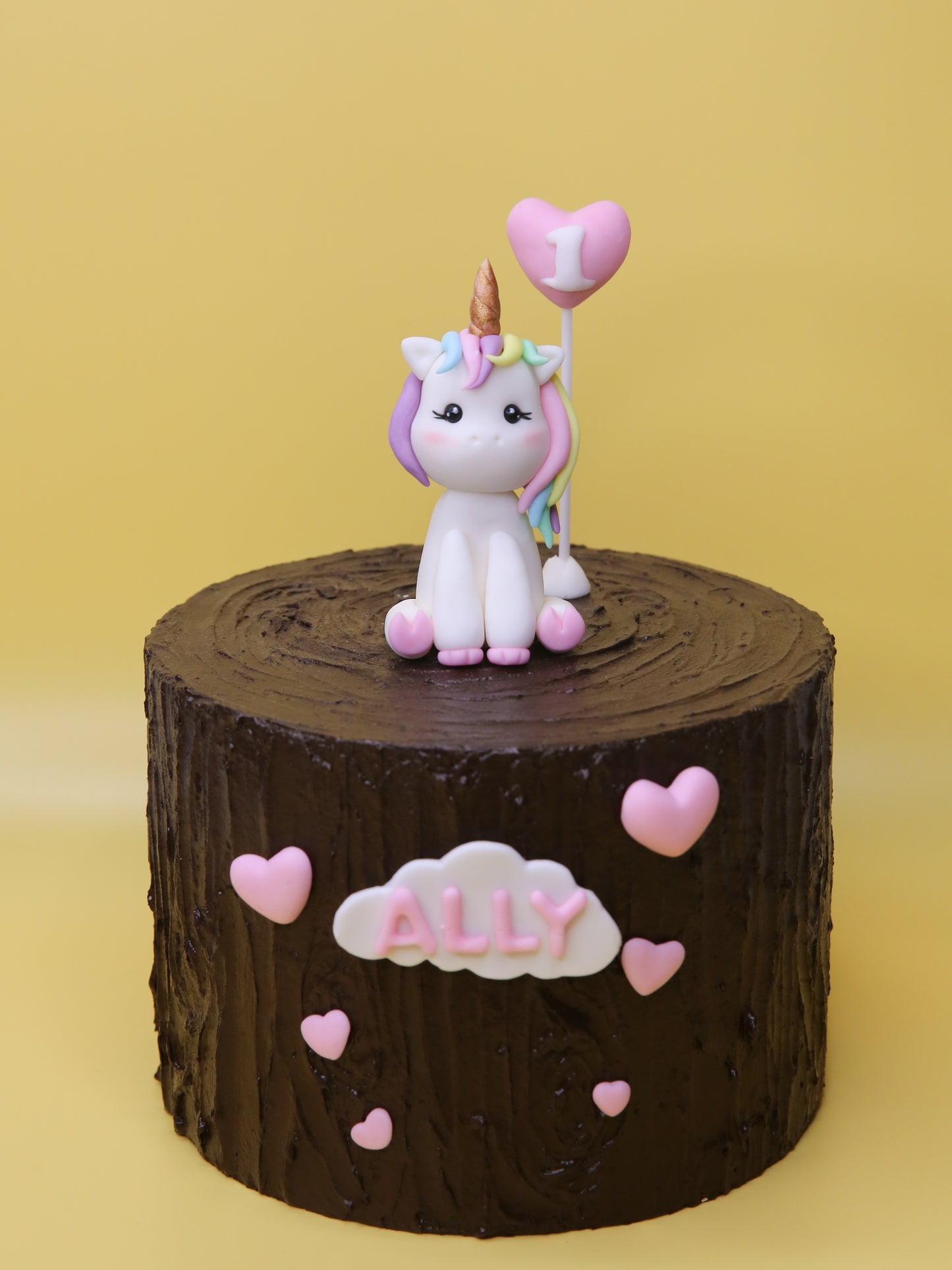 Cute Unicorn Cake Topper Fondant with Personalised Number, Name Tag, and Decorations