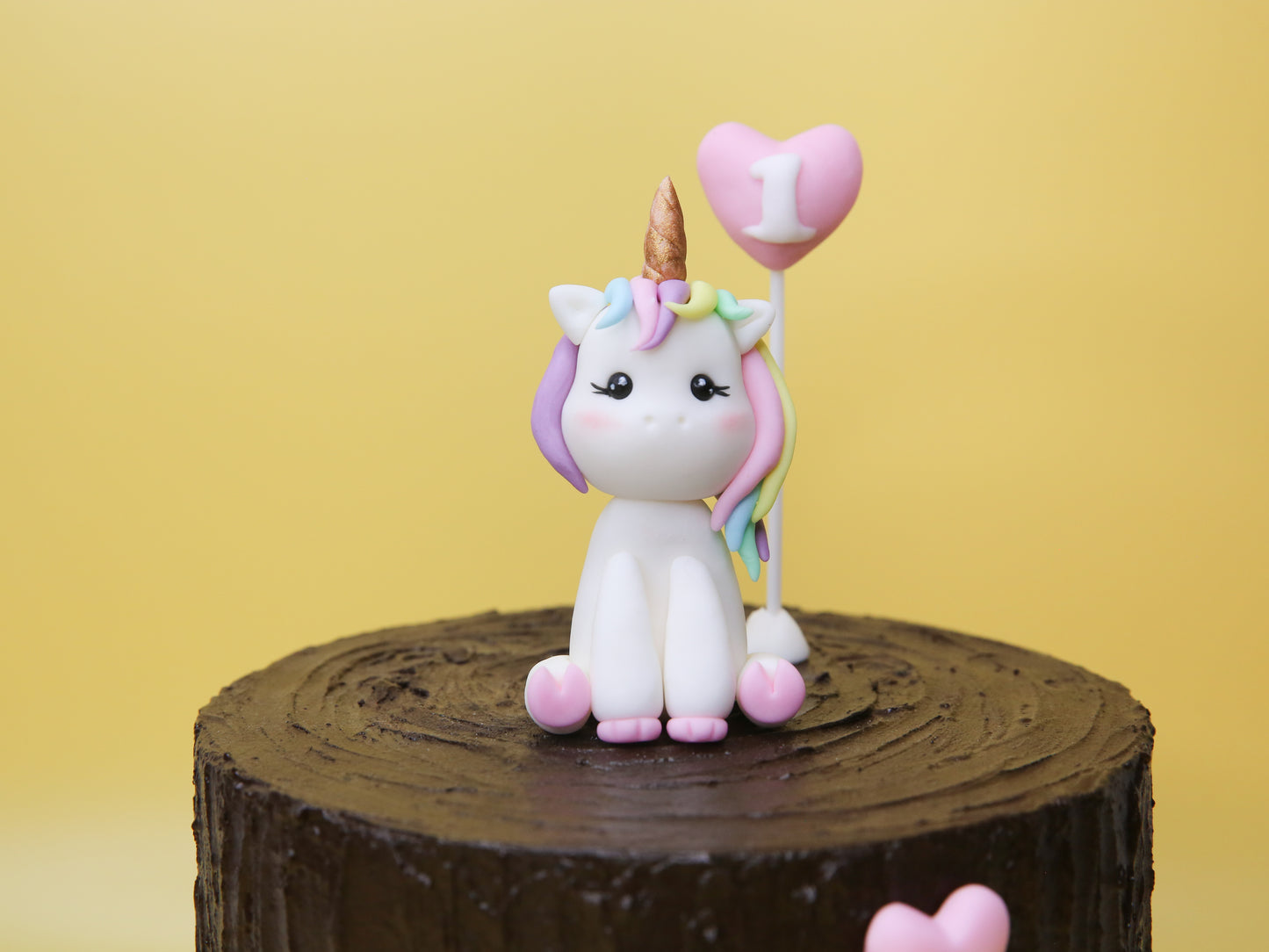 Cute Unicorn Cake Topper Fondant with Personalised Number, Name Tag, and Decorations