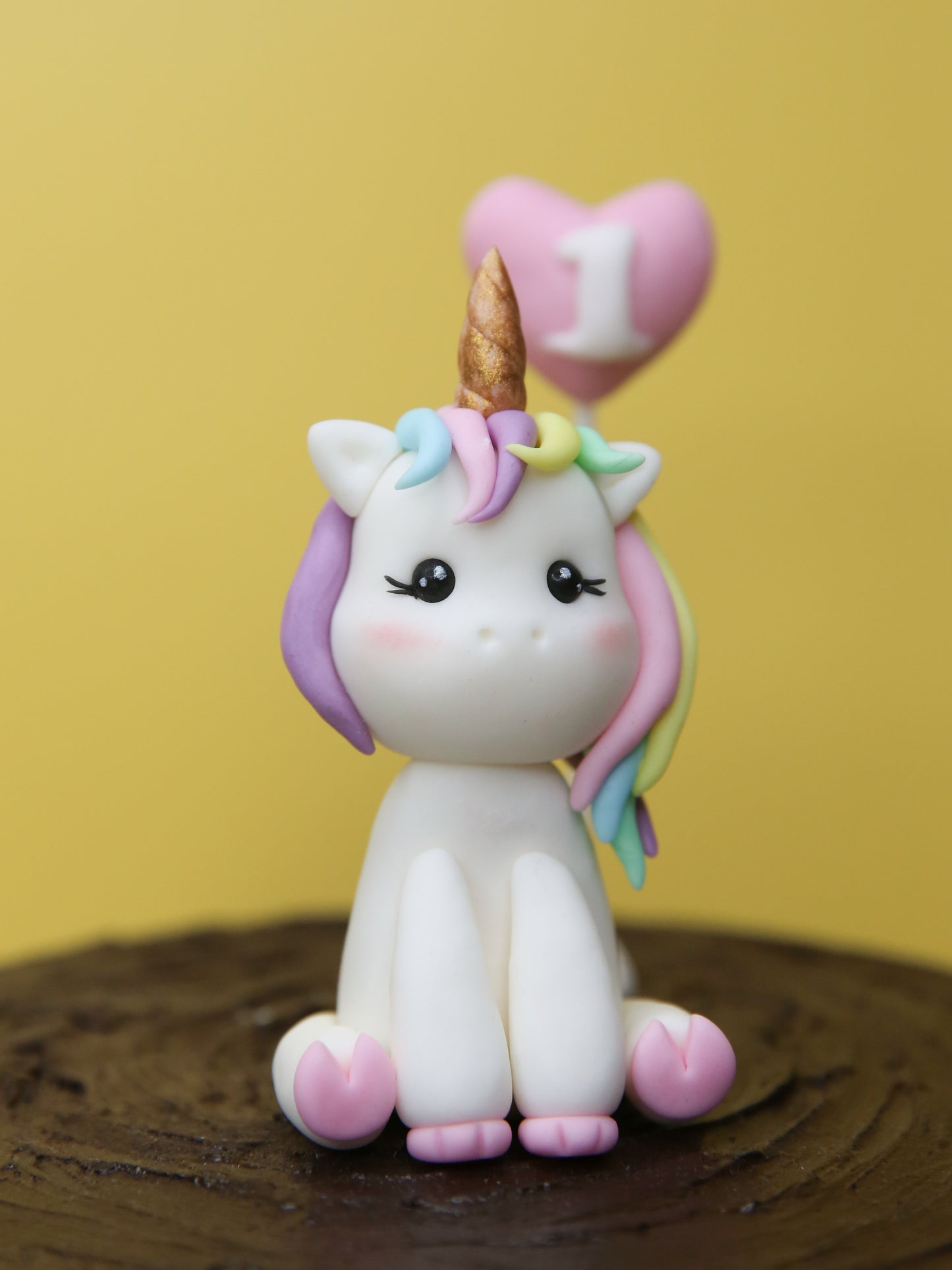 Cute Unicorn Cake Topper Fondant with Personalised Number, Name Tag, and Decorations
