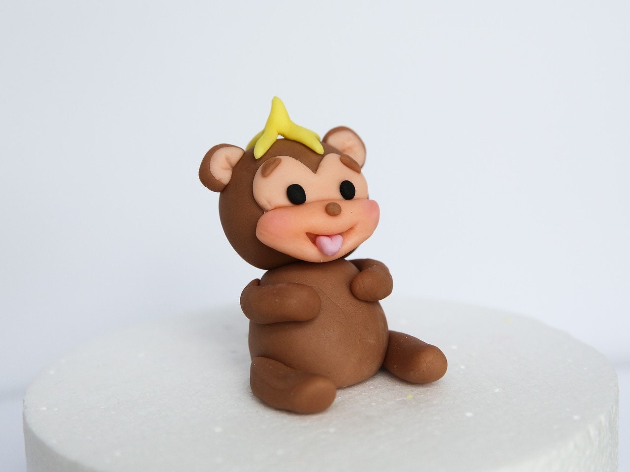 Monkey Cake Topper Fondant with Leaves Options