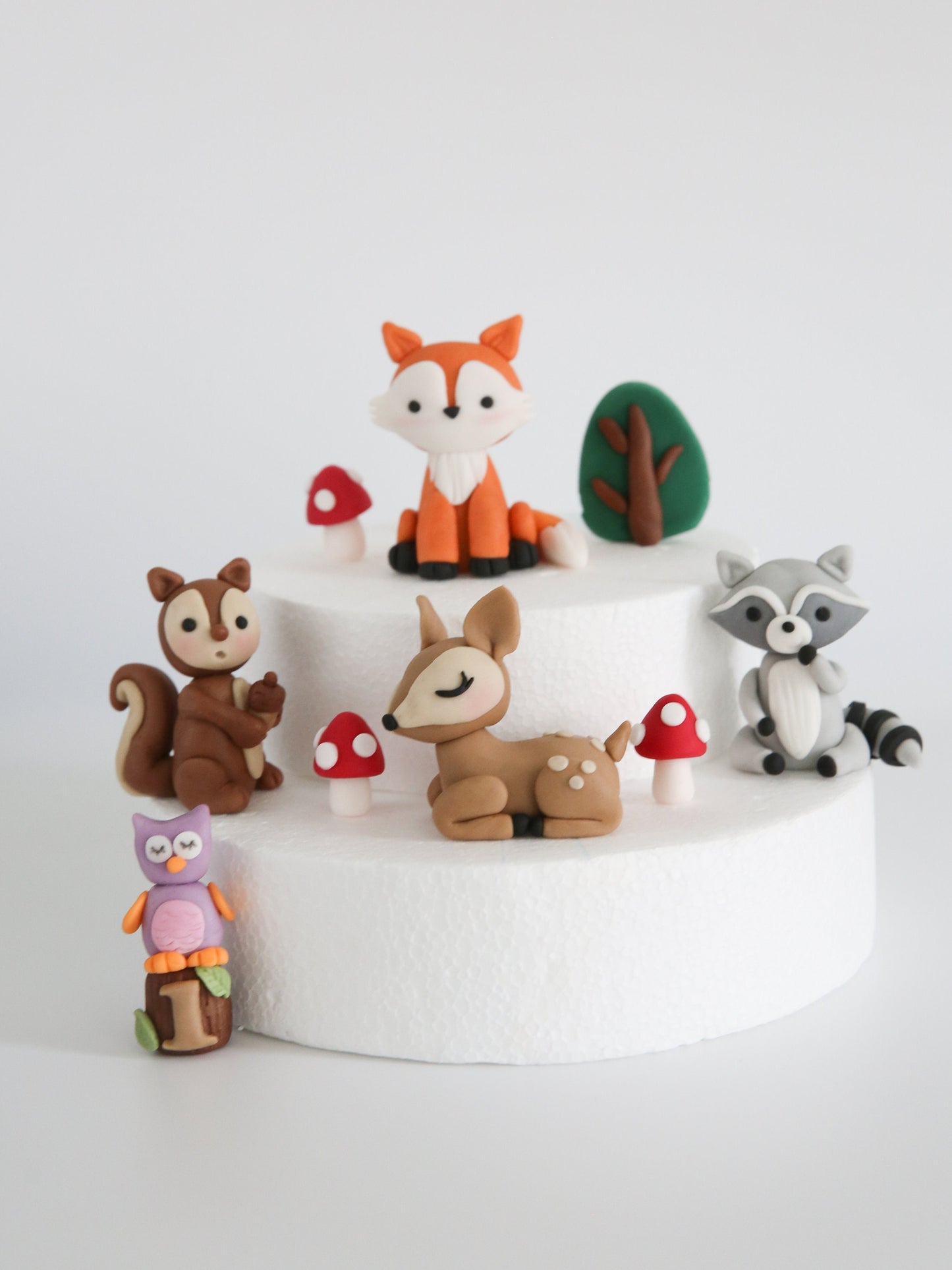 Woodland Cake Topper Fondant with Mushrooms and Tree