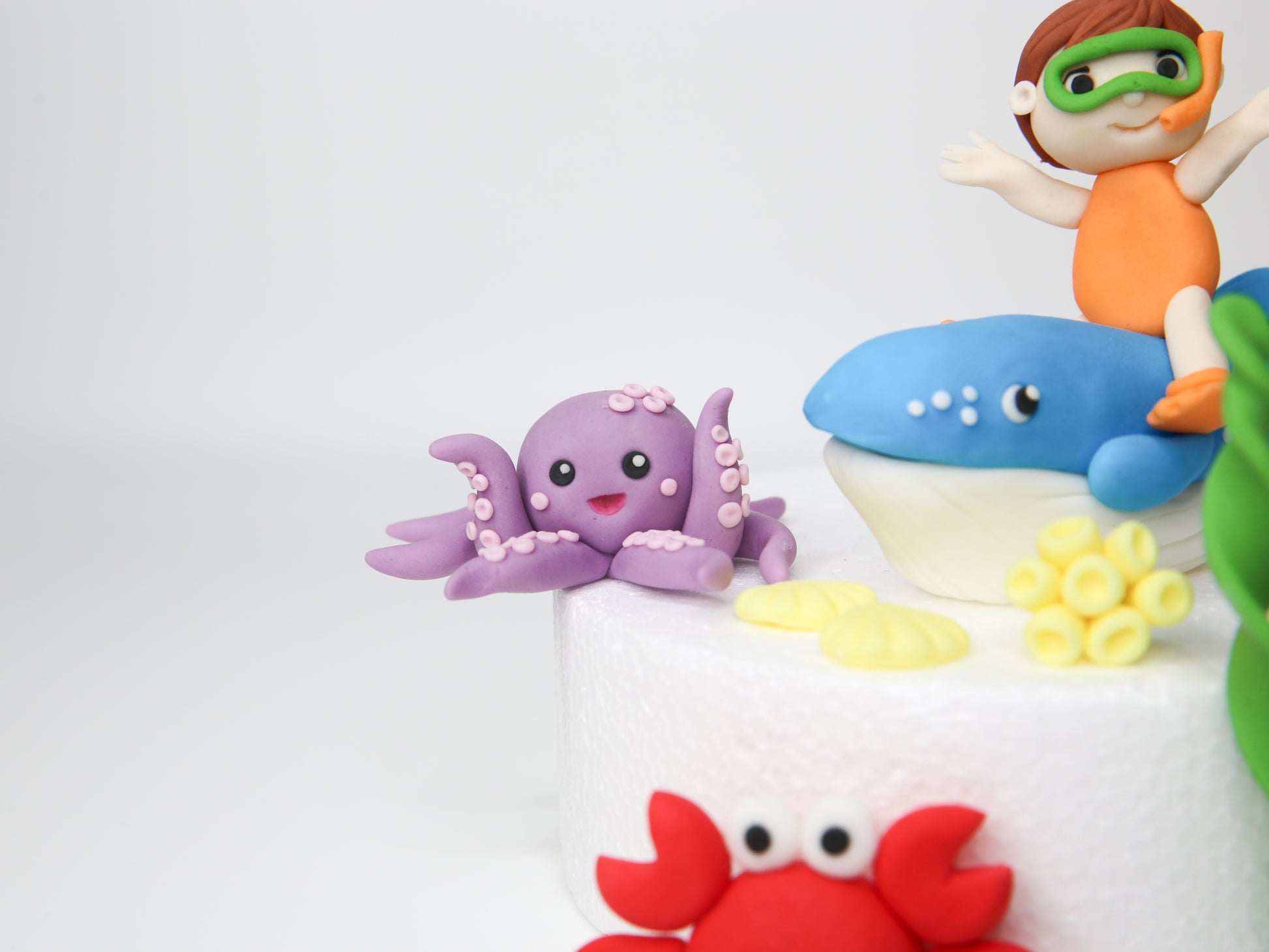 Ocean Animals and Diver Under the Sea Themed Edible Fondant Cake ...
