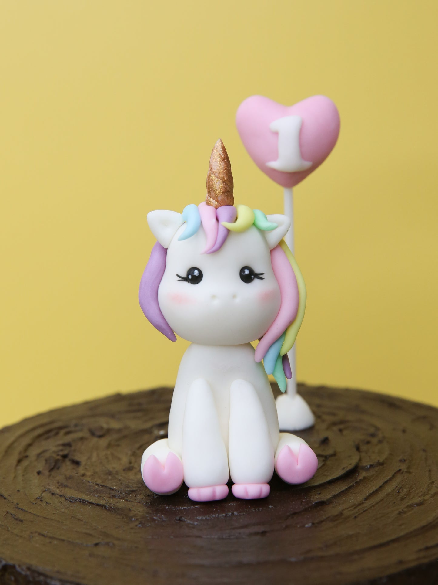 Cute Unicorn Cake Topper Fondant with Personalised Number, Name Tag, and Decorations