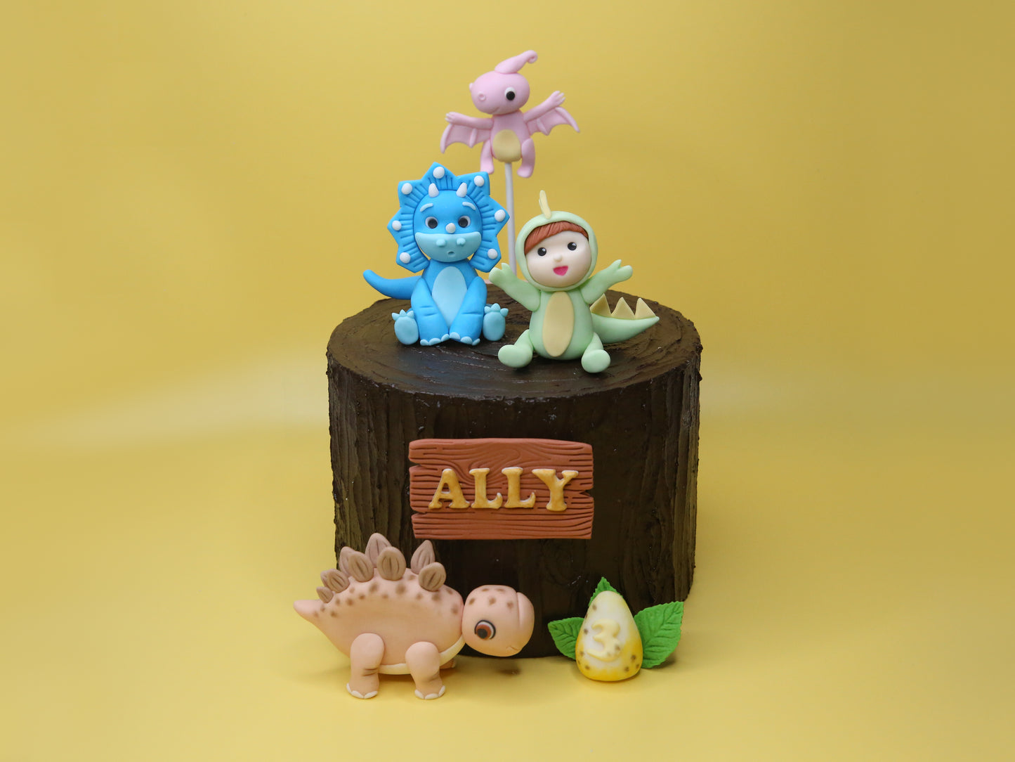 Premium Dinosaur Cake Topper Fondant with Age Number and Name Personalisation