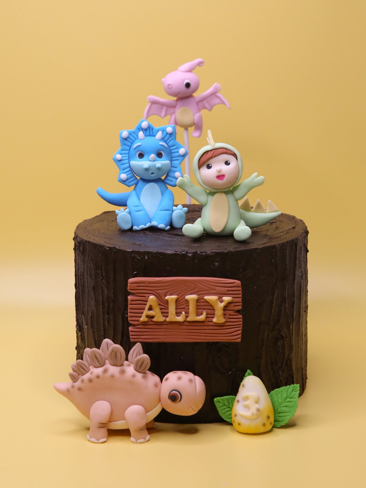 Premium Dinosaur Cake Topper Fondant with Age Number and Name Personalisation