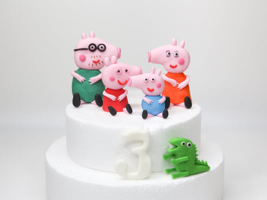 Cartoon Inspired Pig Family Characters Edible Cake Toppers