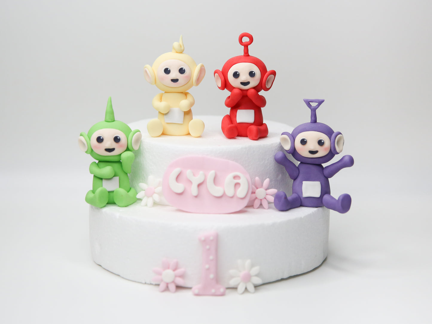 Unofficial Baby Teletubbies Inspired Edible Cake Topper Fondant with Personalised Name and Age Decorations