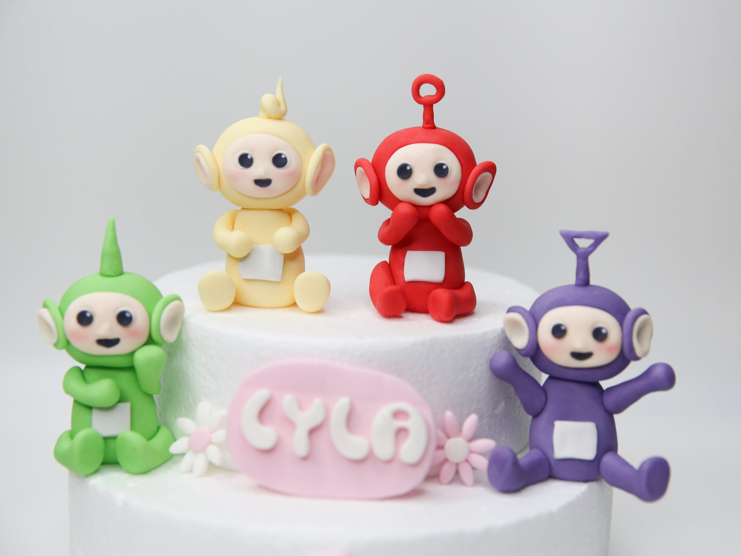 Unofficial Baby Teletubbies Inspired Edible Cake Topper Fondant with Personalised Name and Age Decorations