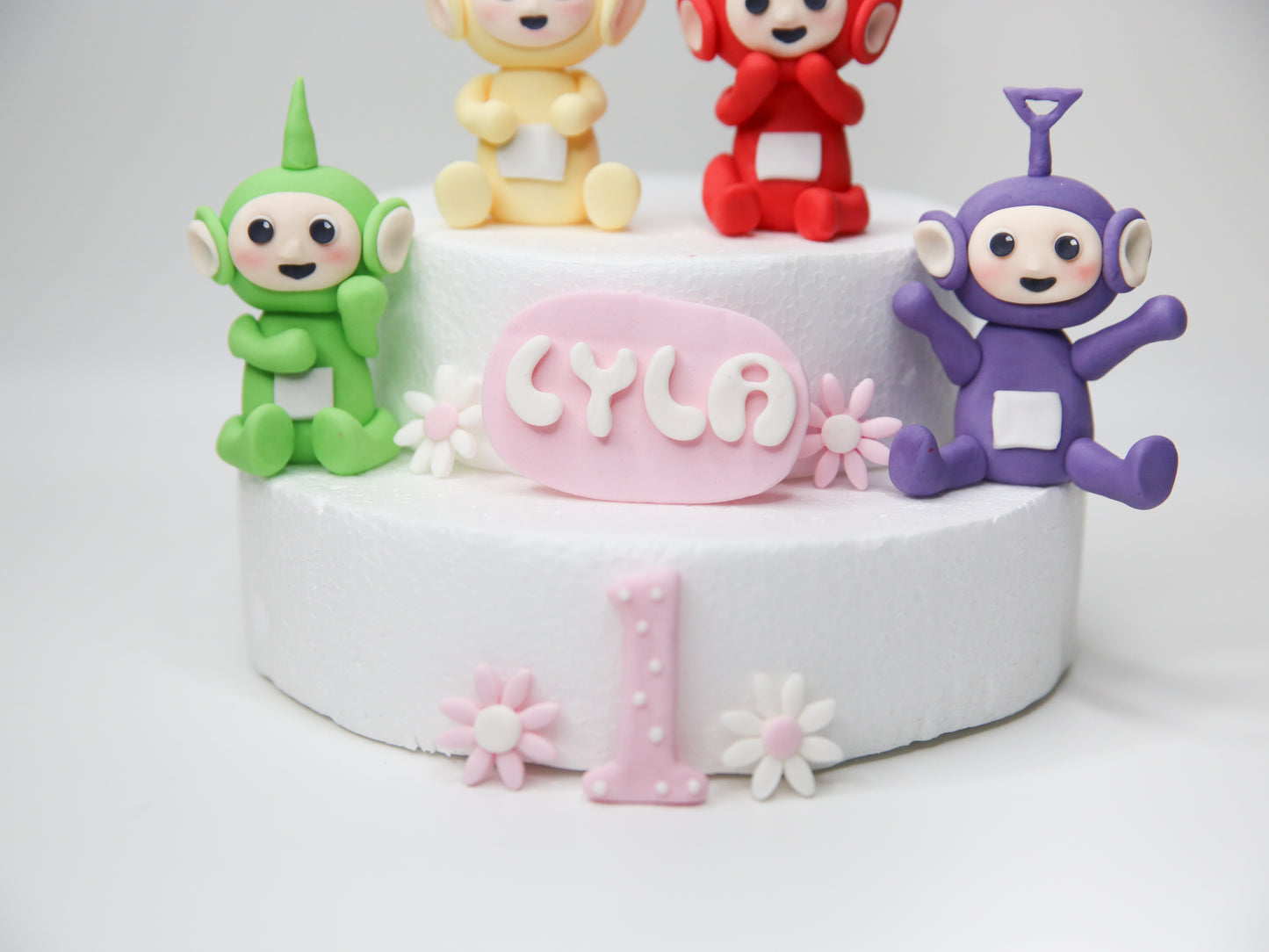 Unofficial Baby Teletubbies Inspired Edible Cake Topper Fondant with Personalised Name and Age Decorations