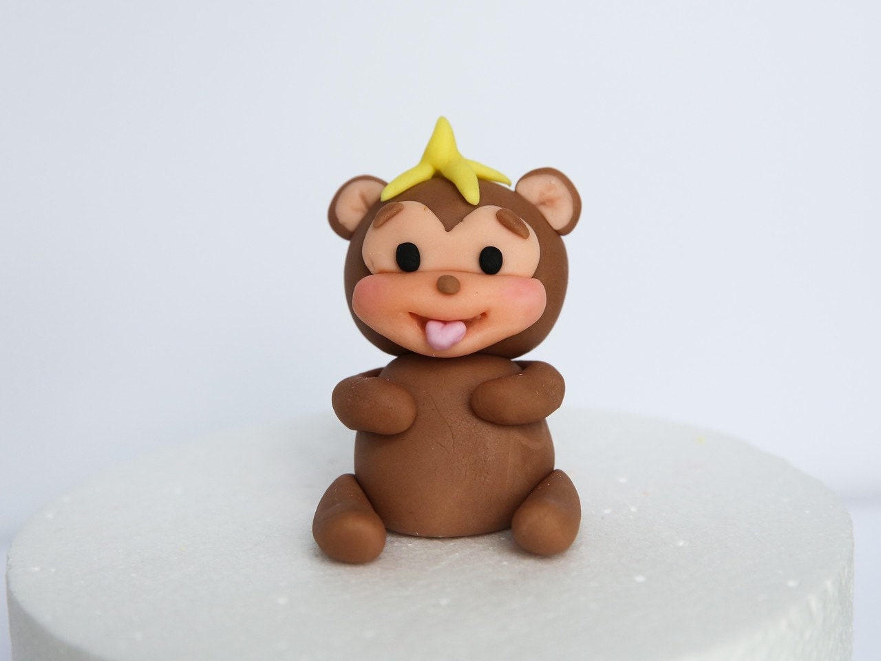 Monkey Cake Topper Fondant with Leaves Options